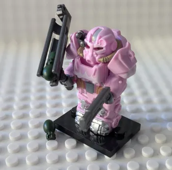Figurine Fallout : Soldat en armure assistée T-60 rose, style lego