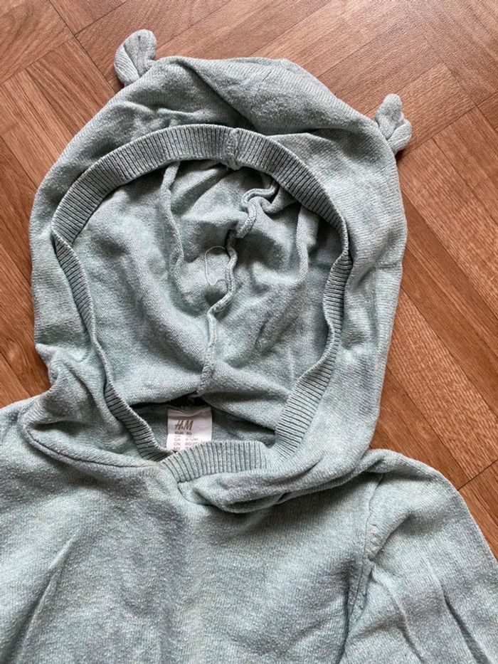 Sweat pull à capuche vert taille 9/12 mois H&M - photo numéro 2