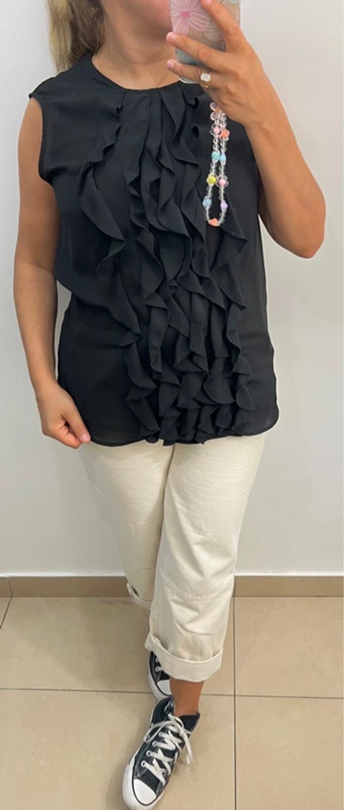 Blouse Noire Sans Manches Taille L - photo numéro 5