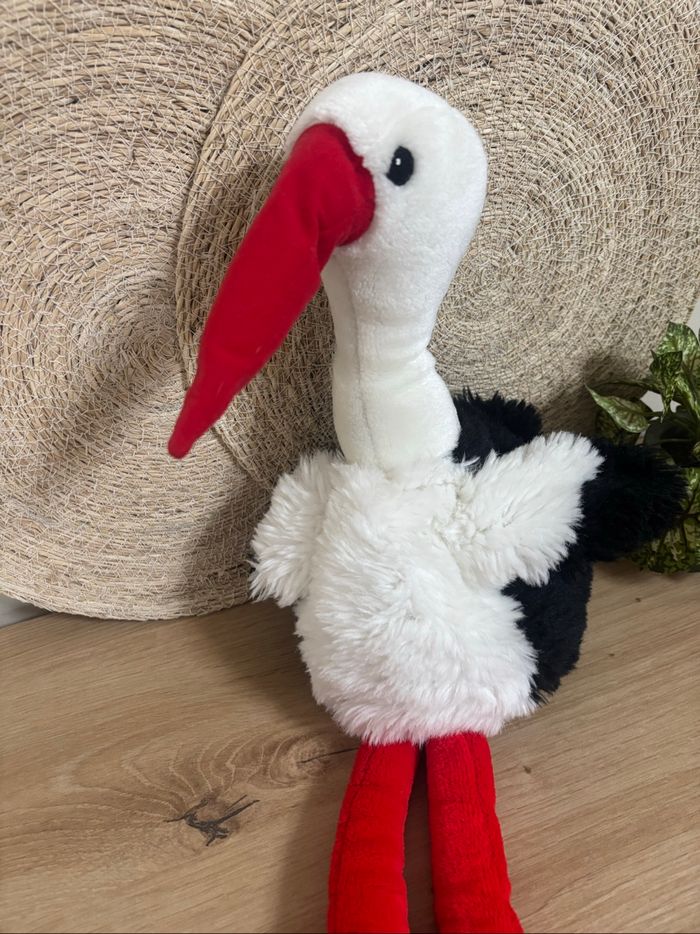 Doudou marionnette cigogne rouge blanc noir titta ikea - photo numéro 2