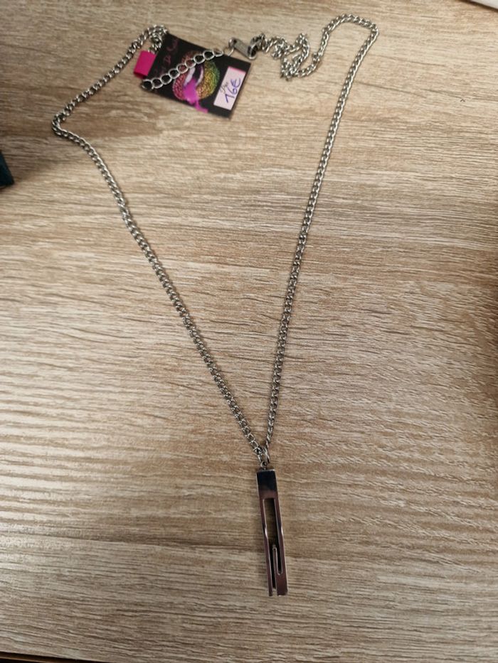 Collier Acier Argenté Grosses Mailles G - photo numéro 7