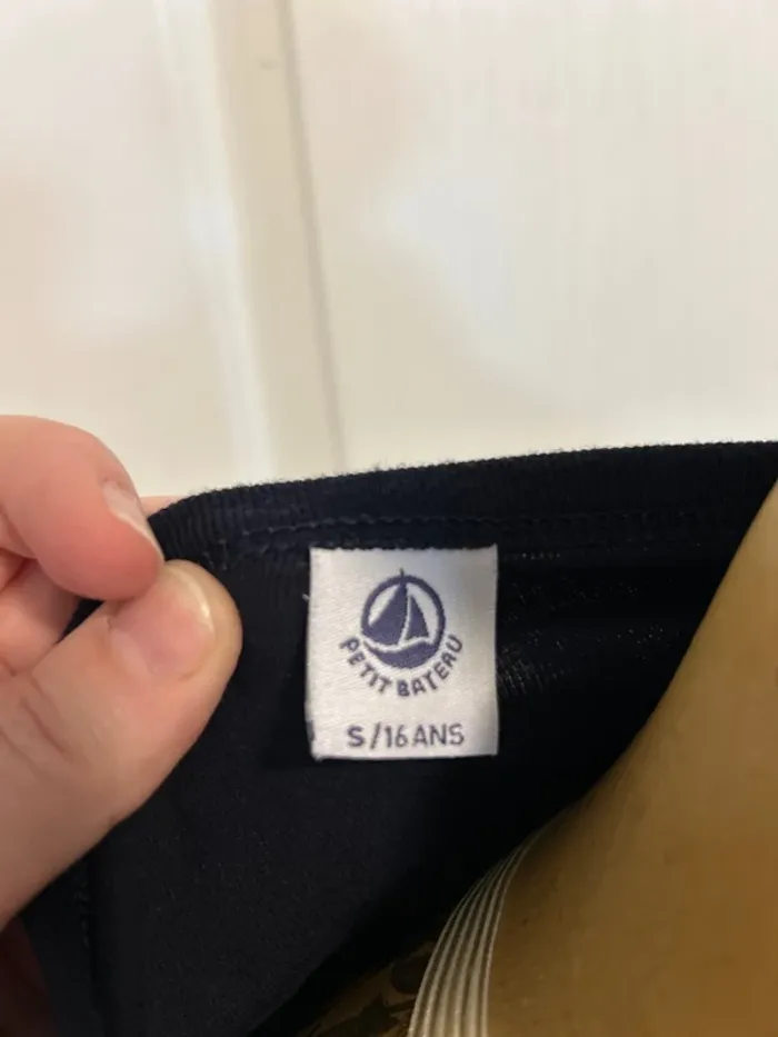 Petit Bateau t-shirt boutonné manches longues bleu marine S 16 ans - photo numéro 3
