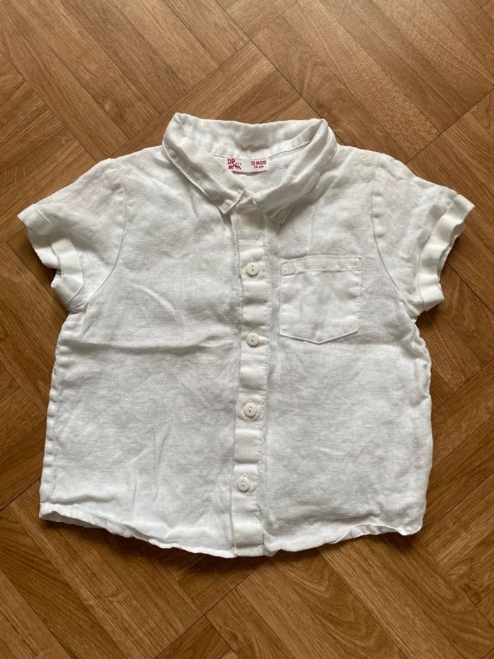 Chemise manches courtes blanc taille 12 mois Du Pareil au Même