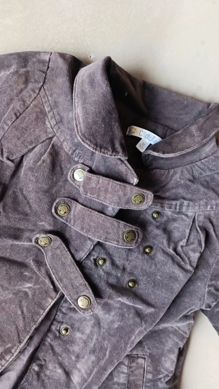 Manteau velours prune 9 mois - photo numéro 2