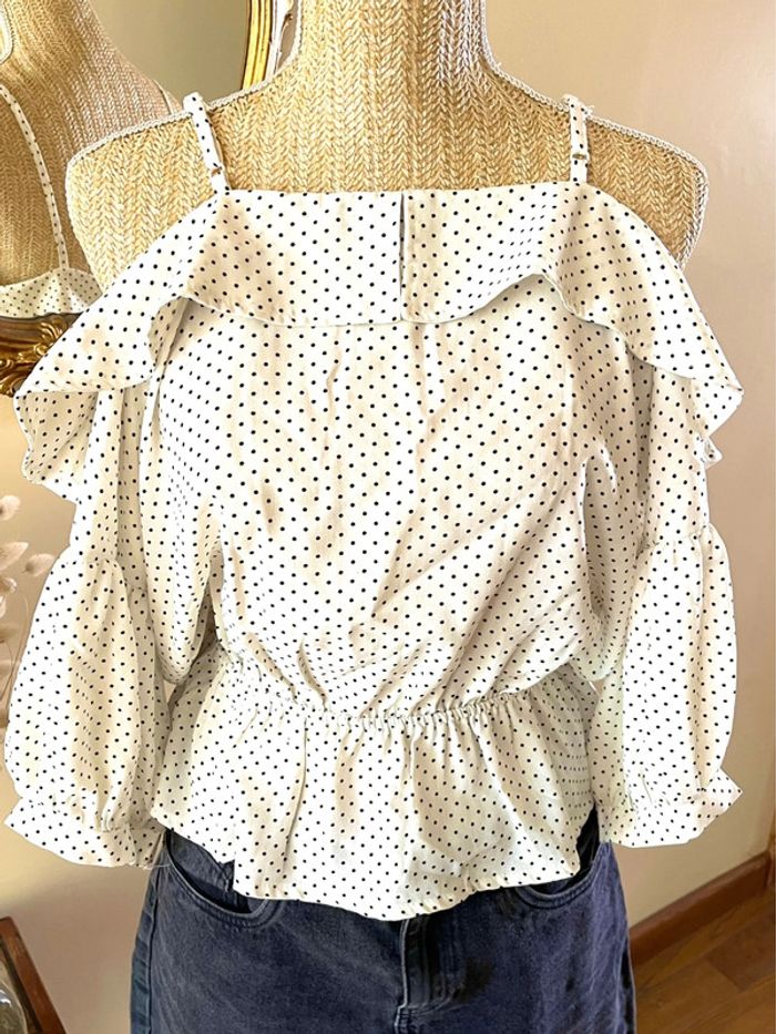 Sublime Top blanc à Pois noir Vintage dressing - photo numéro 4