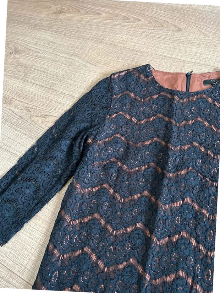 Robe noire et marron en dentelle 123 taille 36 jamais portée - photo numéro 14