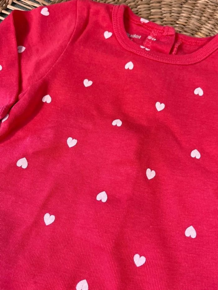 Pyjama coton taille 1 mois motif cœur - photo numéro 2