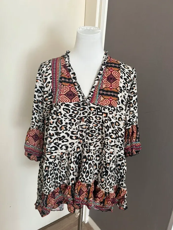 Sud express blouse, été tunique, imprimée, multicolore