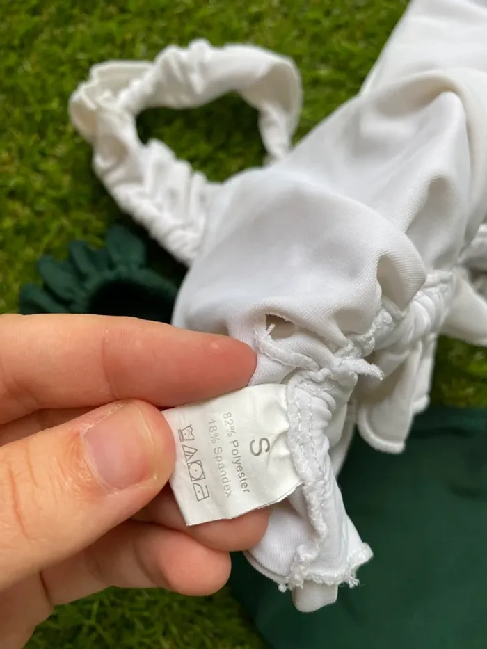 Maillot de bain 2 pièces blanc et vert sapin taille S - photo numéro 4