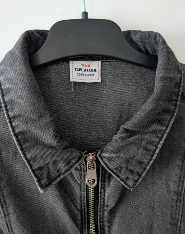 Combi pantalon en jean gris foncé zip comme neuve - Tape à L'oeil - 12 ans - photo numéro 3