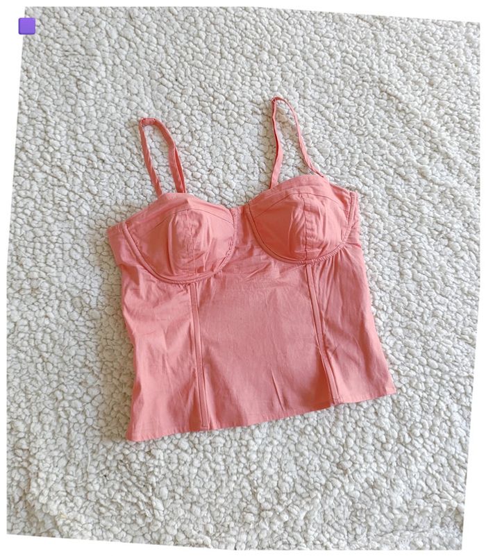 Bustier corset vintage rose structuré avec fermeture éclair