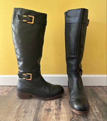 Bottes à boucle en cuir véritable