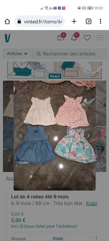 Lot de 4 robes été 9 mois
