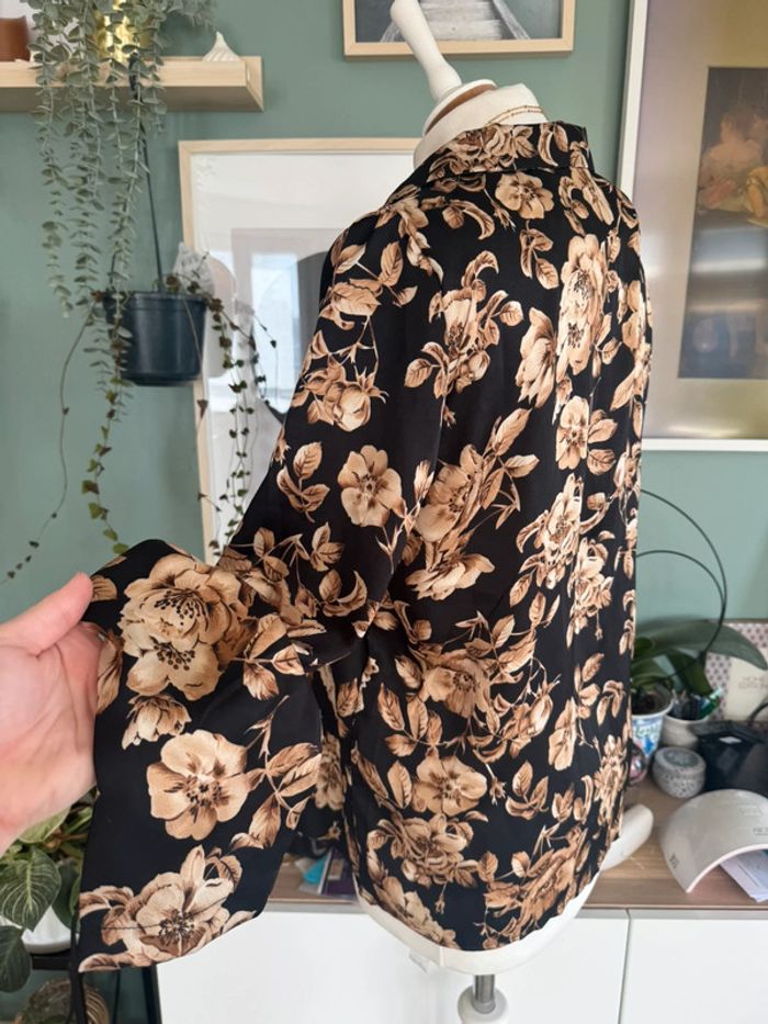 Blouse manches longues effet satinée douce Vila taille M noir beige marroné - photo numéro 3