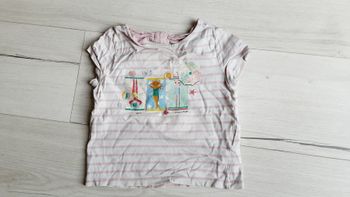 Vêtement fille tee-shirt manches courtes rayé  rose et blanc Sergent Major 4 ans