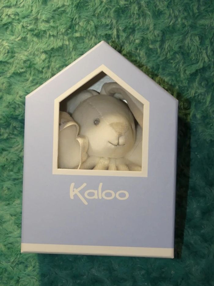 Doudou boule lapin Kaloo gris blanc rayé🐰 neuf - photo numéro 3