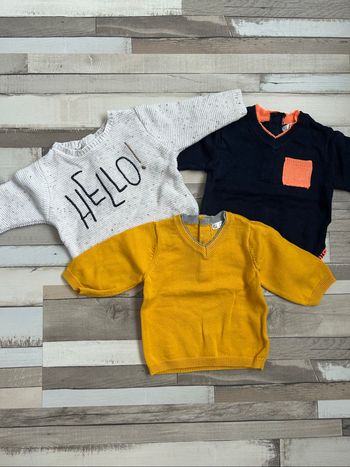 Lot de 3 pulls bébé garçon 1 mois