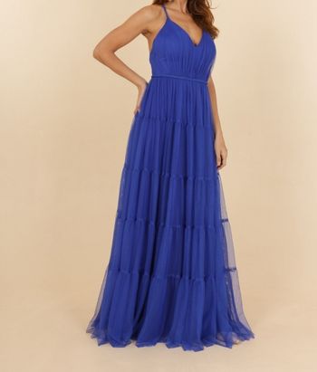 robe ceremonie volanté bretelle tressées bleu roi taille 36 S