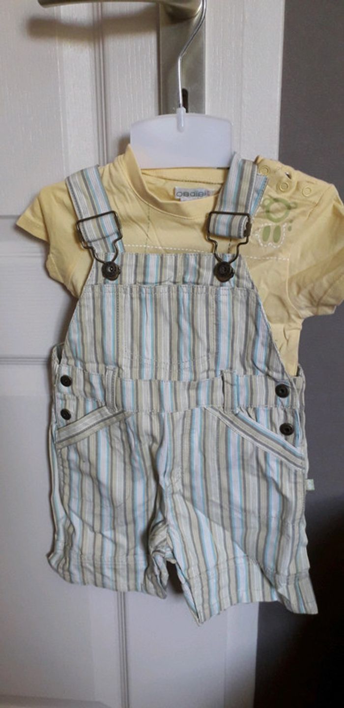 Ensemble salopette jaune et vert