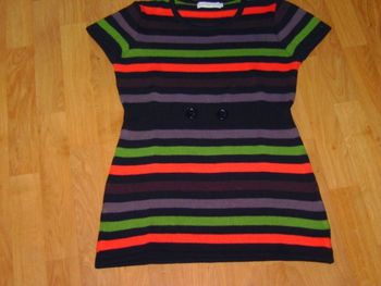 Pull  tunique CACHE CACHE multicolore rayé taille 38 TBE