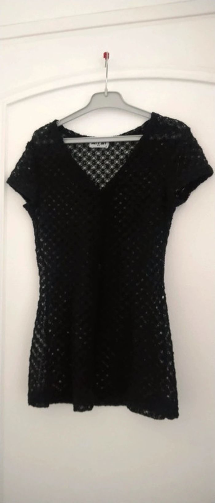 Haut noir ajouré en crochet vintage femme jennyfer 36 - photo numéro 2