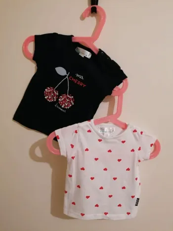 Lot tee-shirt fille été 6 mois mes petits cailloux