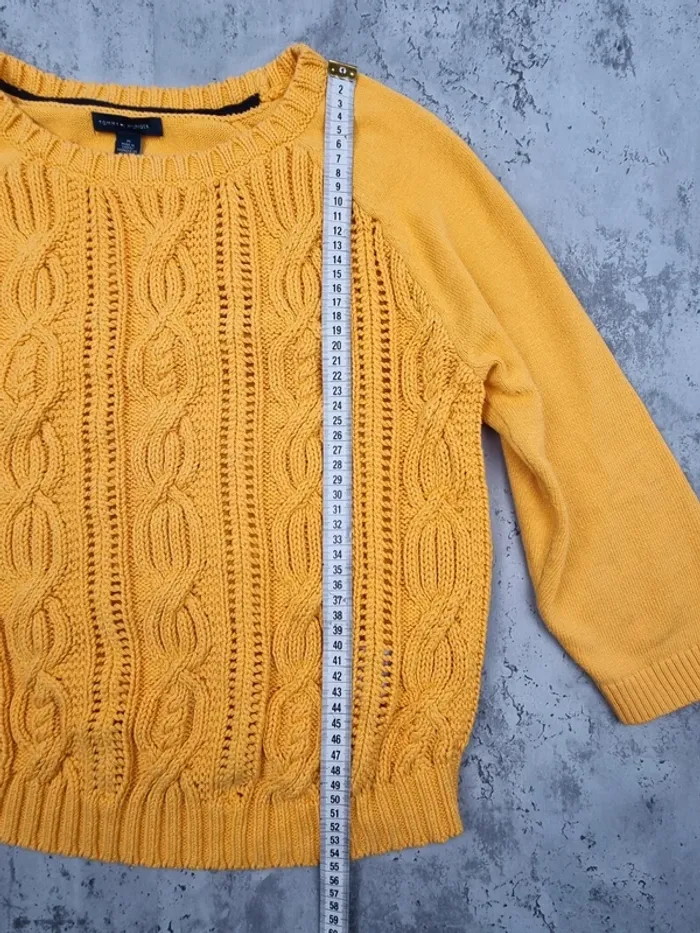 Pull court tressé col rond jaune Tommy Hilfiger – Taille M Femme (mesures en photos) - photo numéro 8