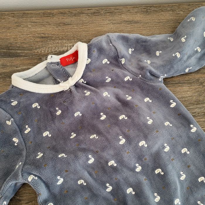 Tissaia- pyjama coton velours gris 6 mois - photo numéro 2