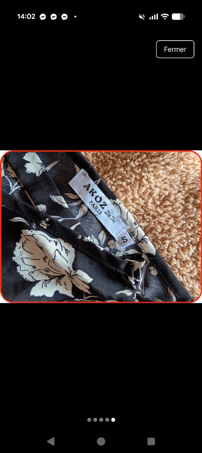 Débardeur fluide floral noir et blanc - AKOZ de Toi Paris - Taille S en parfait état - photo numéro 5