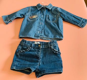 Ensemble fille short + chemise en jean Verbaudet