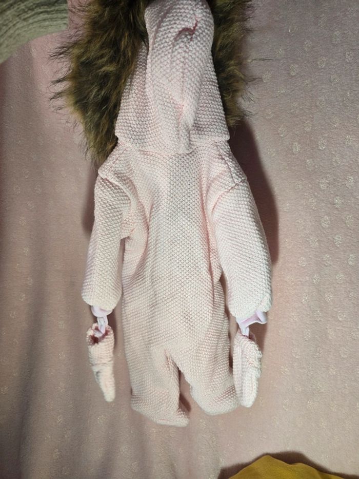 Combi naissance rose avec fourrure