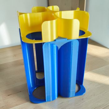 Rangement Bleu et Jaune pour pots & couvercles Multidélices