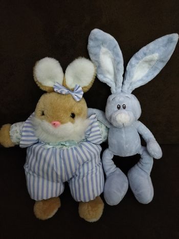 Lot de 2 doudous lapin