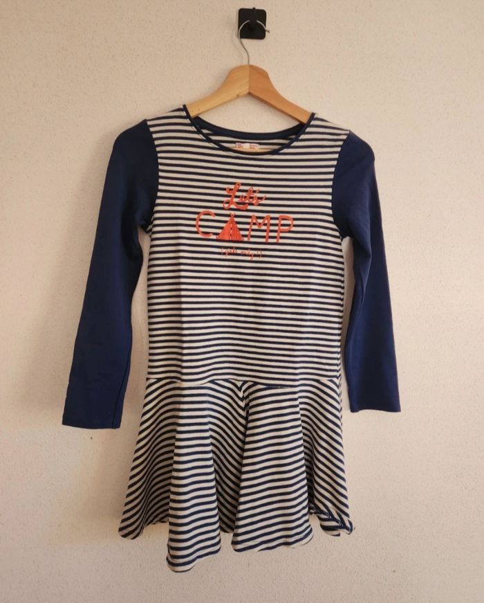 Robe fille 10 ans – DPAM – rayée bleu et blanc – manches longues