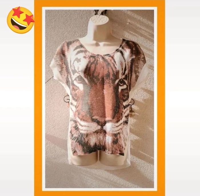 Pull en maille fine motif Tigre taille S