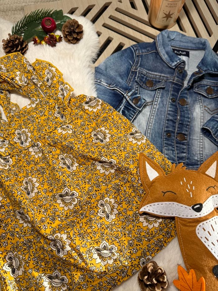 Ensemble robe été fleurie & veste bebe 6 mois - photo numéro 4