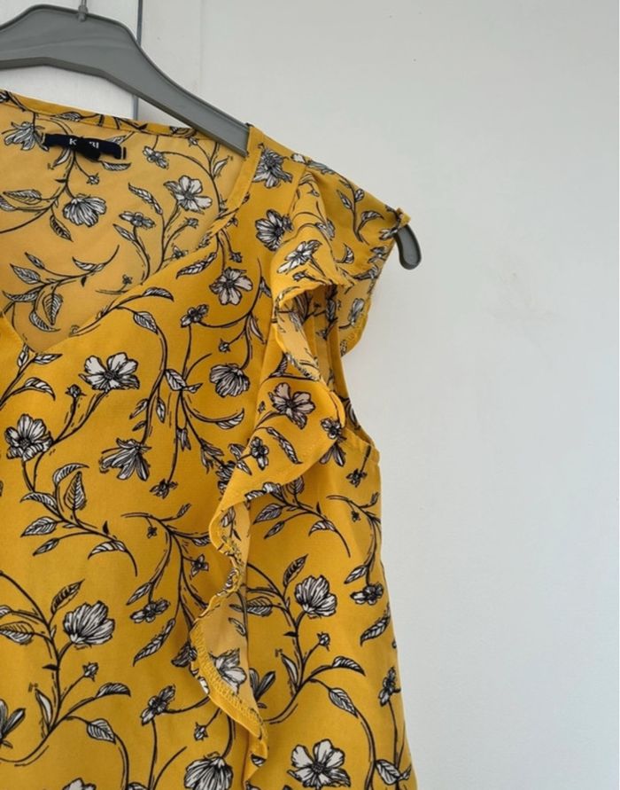 Blouse jaune à fleurs à manches courtes - photo numéro 2