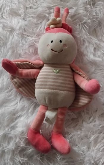 Doudou peluche coccinelle rose et rayés- Sucre d orge