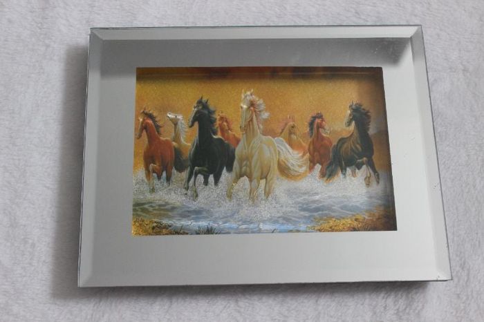 Tableau Cadre miroir chevaux