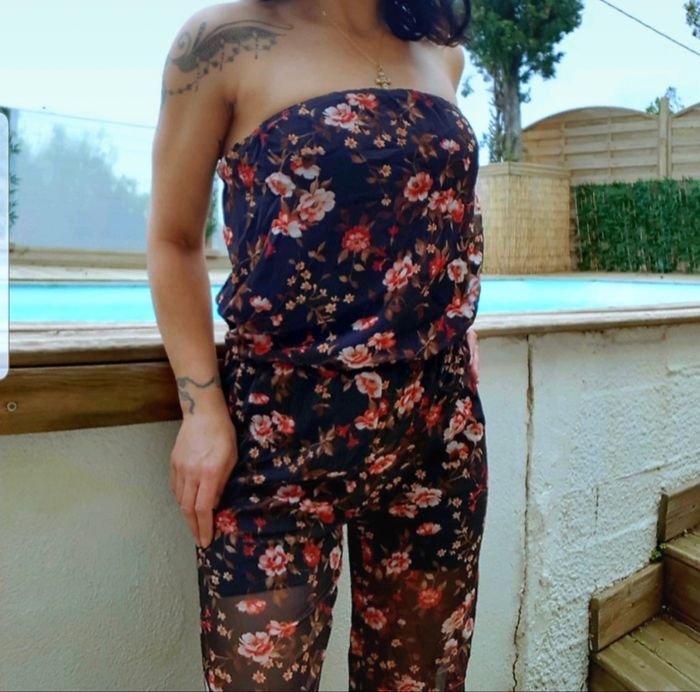combinaison bustier fluide et voilée à motif floral bohème. - photo numéro 2
