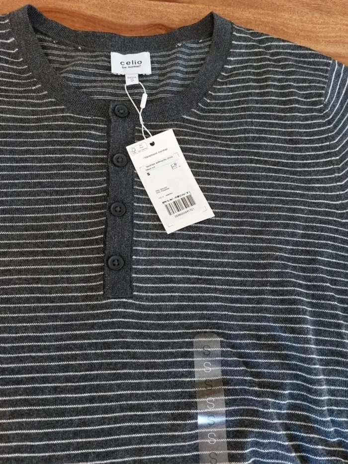 T-shirt col rond rayé Célio Homme taille S - photo numéro 2