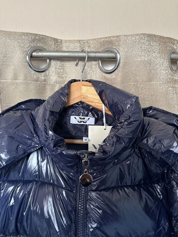 Doudoune brillante à capuche – Taille M – Neuve avec étiquette – Bleu marine - photo numéro 3