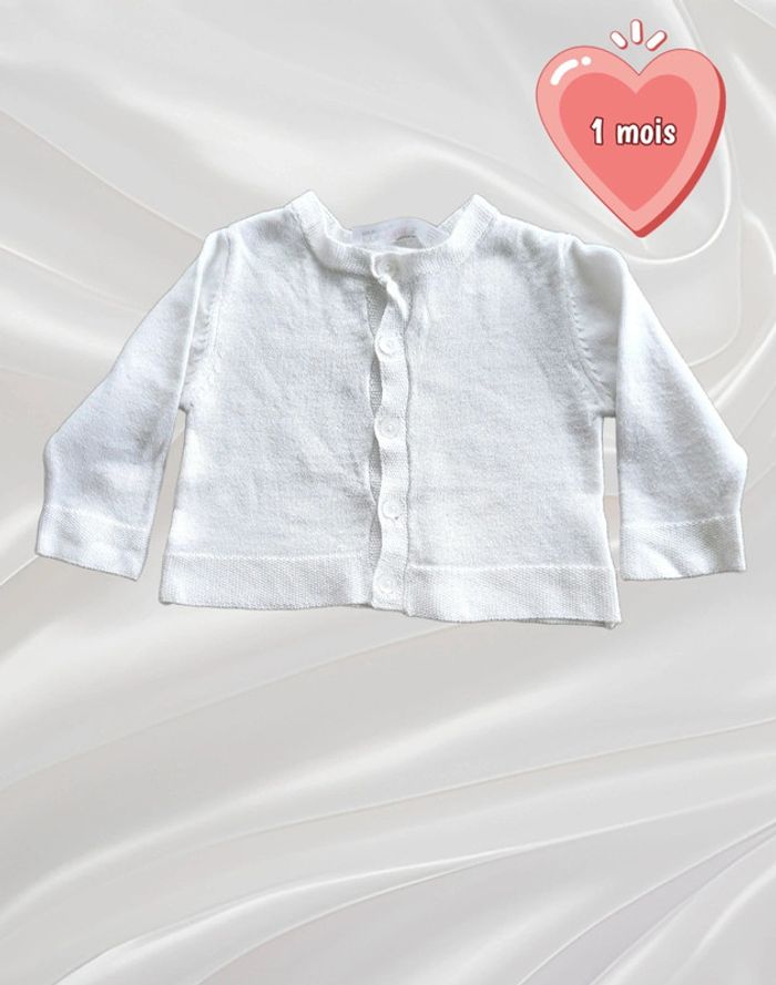 Gilet blanc fille 1 mois