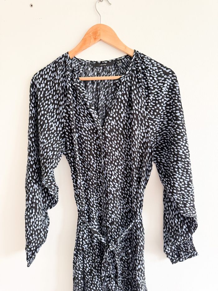 Robe longue manches 3/4 avec ceinture noir bleu vero moda taille 34 XS - photo numéro 3