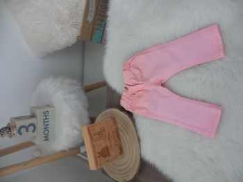 Jolie patanlon rose saumon effet delavé TAO Tape a l'œil reglable a la taille bouton pression bébé f