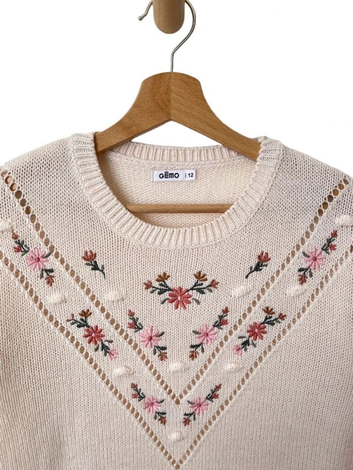 Robe-pull écru en maille ajourée (laine) - Gémo 12 ans - photo numéro 3