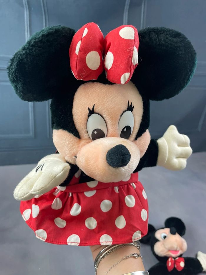 Lot de 2 Marionnettes Peluches Vintage 80s Mickey & Minnie Walt Disney - photo numéro 3