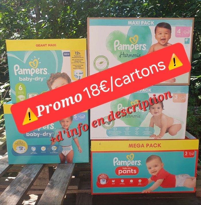 Couches Pampers 18€/carton code promo: VAMPIRE30