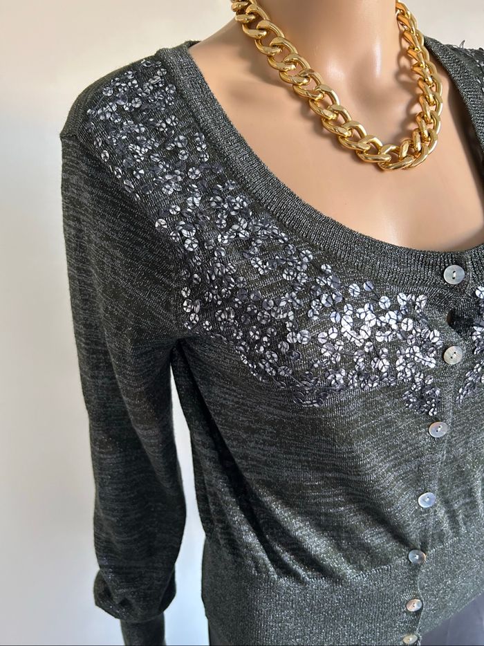 Cardigan pailleté avec sequins Jacqueline Riu taille L jamais porté - photo numéro 4
