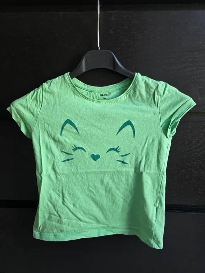 Tee-shirt vert chat Kiabi